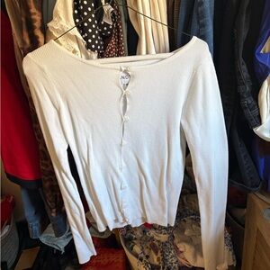 Revolve White Women’s Ribbed Button-Front Top